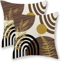 Boho Brown Pillow Covers 18x18 Set of 2 Brown Gold Tropical Leaf Decor Mid Century Throw Pillows Outdoor Bohemian Decorative Pillowcase Farmhouse Abstract Modern Cushion Case for Couch Sofa by JEFERSO