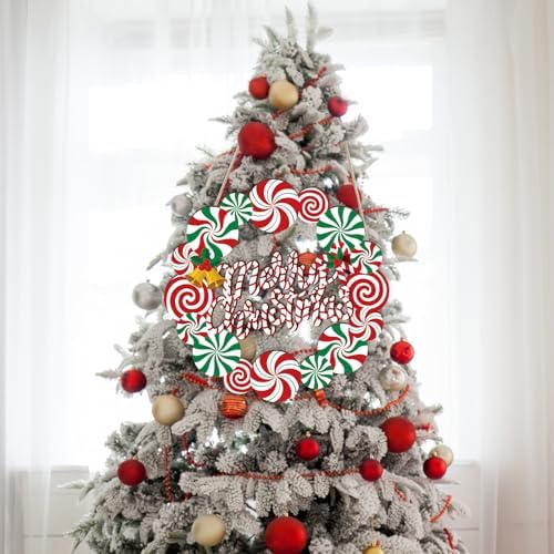 COCHIE Merry Christmas Decorations Xmas Peppermint Candy Cane Welcome Sign - Image 6