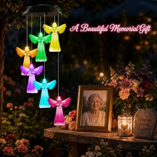 Winzwon Angel Solar Wind Chimes for Outside, Memorial Garden Decorations - Image 3