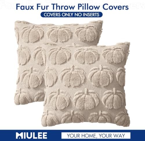 MIULEE Fall Pillow Covers Pumpkin Fall Decor 24x24 Beige - Image 6