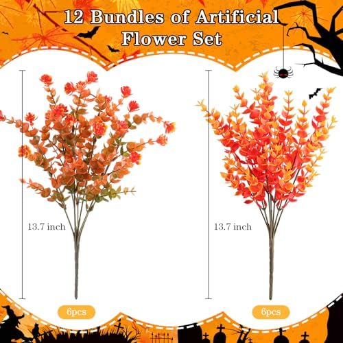 AGIRL Artificial Fall Flowers Fake Mums Outdoor,Faux Plant Porch Decor Home - Image 2