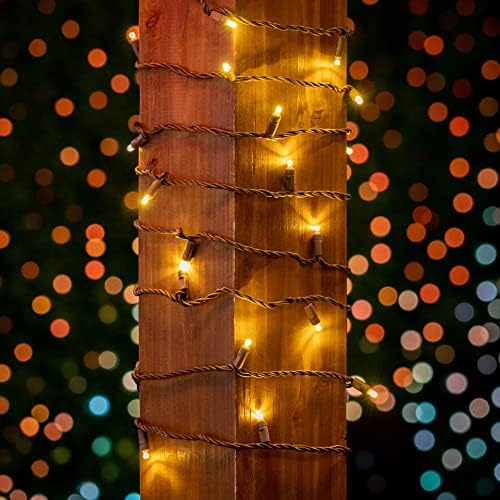 Novelty Lights 34ft 100 LED Warm White Christmas String Lights, Brown Wire - Image 3