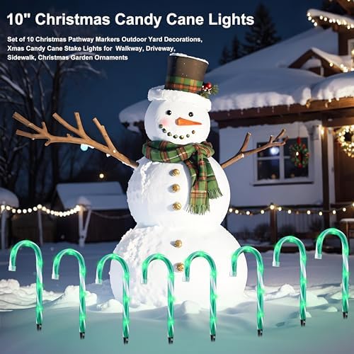 10" Candy Cane Pathway Lights, 10-Pack Christmas Stake Lights for Outdoor - Image 3
