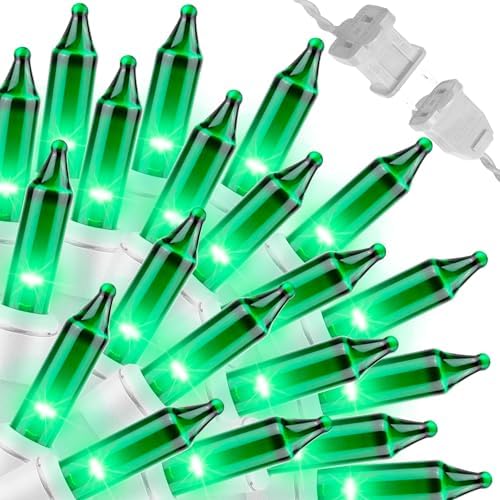 LAMPHOME Green St Patrick's Day Decorations Lights, 100 Count 19.6 Feet Incandescent Bulb Mini String Lights for Indoor Christmas Tree Garland Birthday Wedding Party Festival Decoration, White Wire by ULL