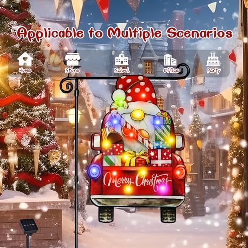 12x18 Lighted Christmas Dwarf Garden Flag, 8 Modes Solar LED - Image 6