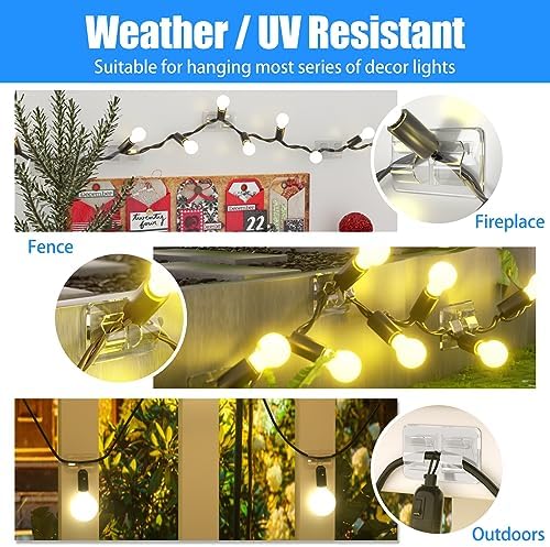 Outdoor String Light Hooks, 54 PCS Heavy Duty Clear Adhesive Clips - Image 6