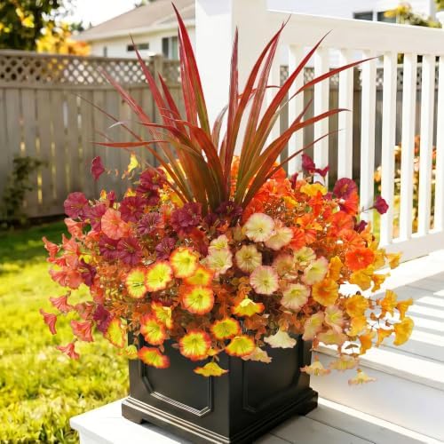 Artificial Fall Morning Glory Flowers for Outdoors with Orchid Leaf by Besteek