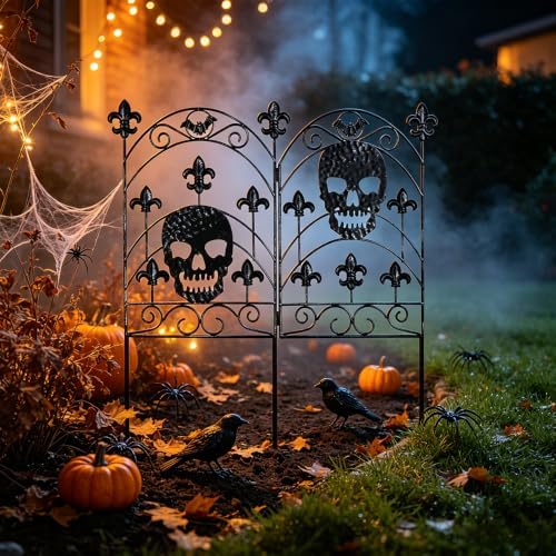 hogardeck Halloween Decorations Outdoor, Metal Fence Decorative Garden Stakes with Skull Head for Halloween Decor, Yard Signs for Halloween Outside Garden Lawn Porch Party Decorations - Image 4
