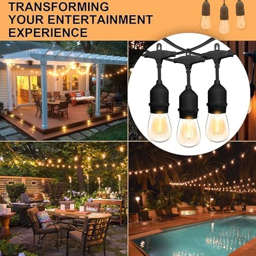 Banord Outdoor String Lights 105FT, S14 Waterproof Patio Lighting, Black - Image 2