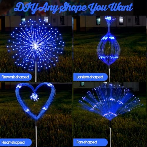 Tujoe 4 Pack Halloween Outdoor Decoration Solar Firework Lights,Blue - Image 4