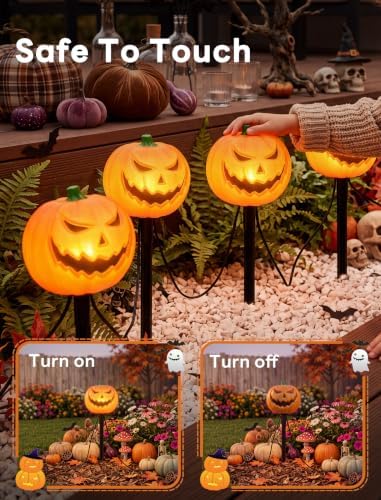 Halloween Pumpkin Pathway Lights, 7 FT 4 Pack Plug In LED Stake Lights - Image 6