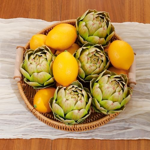 6Pcs Lagre Artificial Artichokes Fake Vegetable, Green Faux Artichoke Decor - Image 6