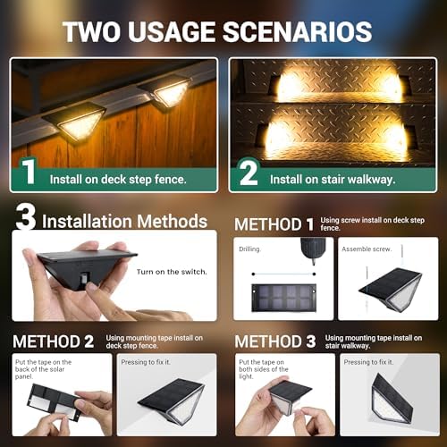 Solar Step Lights Waterproof, Stair Lights Outdoor Decor, 6 Pack Warm White - Image 5