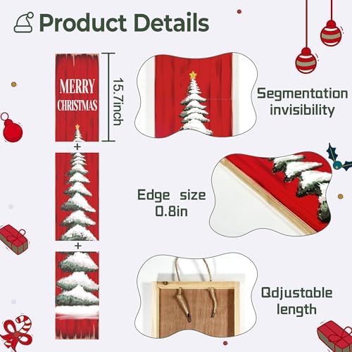 Christmas Porch Sign Christmas Tree Welcome Sign For Front Porch Xmas Snow Red wood grain Home Decor Indoor Outdoor Wooden Vertical Sign For Patio Front Door Porch Wall Yard - Image 4