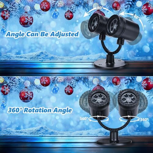 Toodour Snowflake Christmas Projector Lights Outdoor, Double Head Dynamic Snowflake Projector Lights with Timer, Waterproof Holiday Decorative Lighting- Christmas Light for Yard Wall Indoor Xmas Decor - Image 5