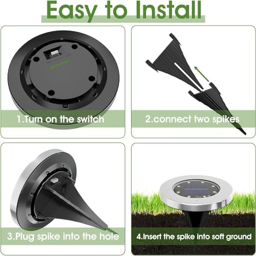 INCX Solar Lights Outdoor Waterproof, Warm White, 16 Pack Ground Lights - Image 5