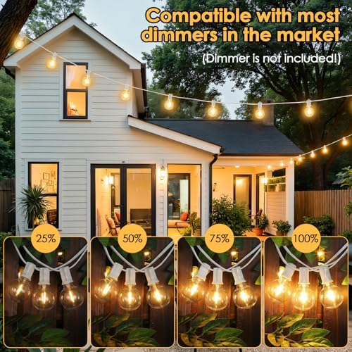 Mlambert 2 Pack 25FT G40 LED Outdoor String Lights with 10+1 Bulbs, White - Image 2