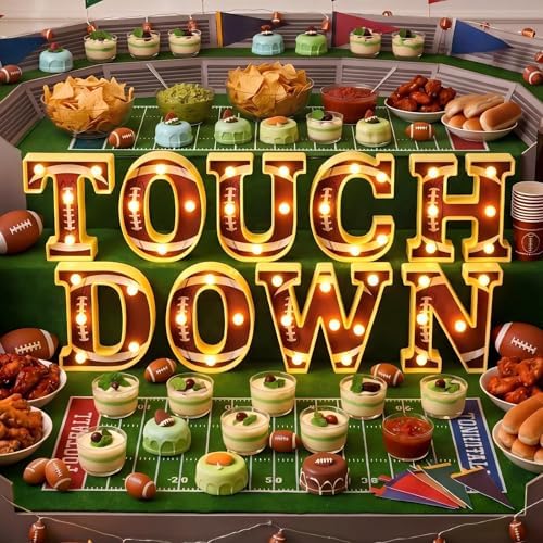 Honoson 9 Pcs Football Party Decorations Touch Down led light sign - Image 4