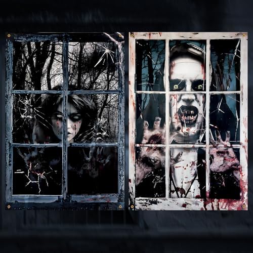 Halloween Window Decorations 2-Pack Blood Ghosts, 32" x 47" by LIMUIKA