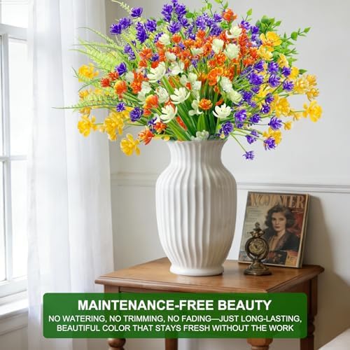 20 Bundles Artificial Flowers for Outdoors, Summer Spring Grass Camellia - Image 5