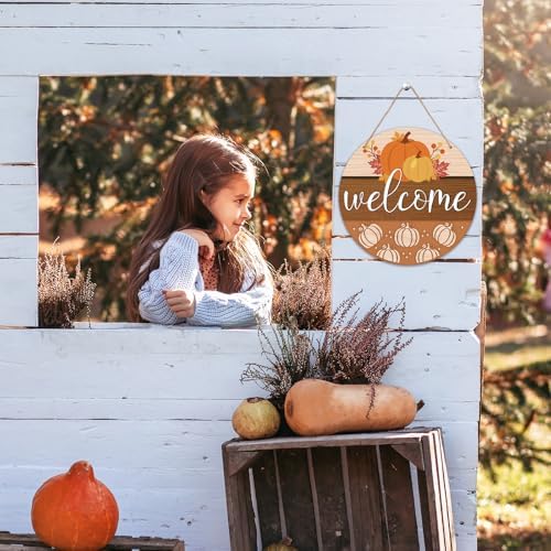 Fall Welcome Sign for Front Door, Maple Leaves Door Sign, Thanksgiving Wooden Hanging Decor for Porch Home Outdoor Indoor Office​Wall -B05 - Image 6