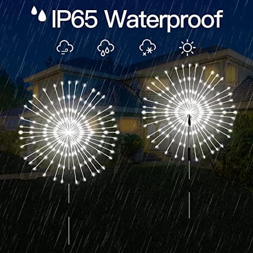 4 Pack Solar Outdoor Lights,Waterproof Solar Firework Light,White - Image 2