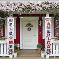 doginthehole 4th of July Decorations 2pcs Hanging American Flag Banners Porch Sign, 12"x71" Patriotic Decorations Banners for Memorial Day Veterans Day by doginthehole