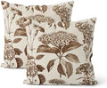 Brown Pillow Covers 18x18 Inch 2 Pcs Boho Vintage Floral Decor Throw Pillows Hydrangea Flower Seasonal Outdoor Farmhouse Neutral Accent Decoration Pillowcase Linen Cushion Cover for Couch by DAFENA