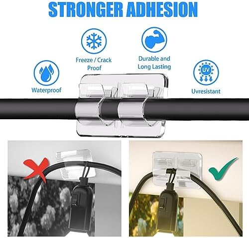 Outdoor String Light Hooks, 54 PCS Heavy Duty Clear Adhesive Clips - Image 3