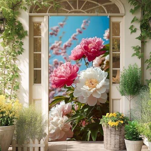 Front Door Covers Decorative, Spring Flower Design Door Curtain 70.8 x 35.4 Inch for Porch Outdoor Indoor Home Decor (Colorful-251) - Image 7