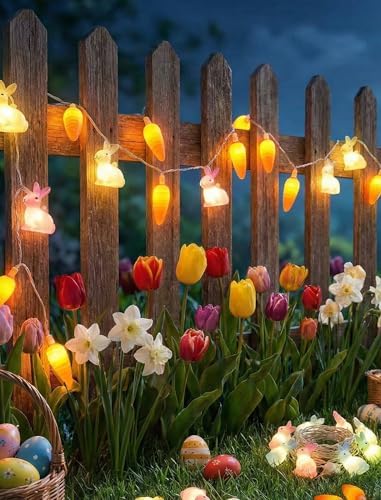 10 LED Bunny Carrot Camping String Lights, 8.5Ft Easter Decoration Outdoor - Image 4