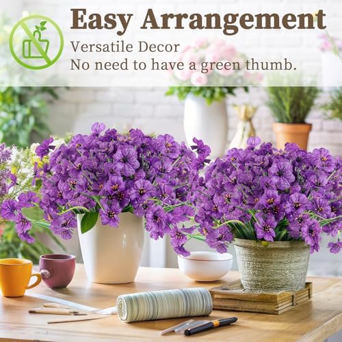 ColoPlay 24Bundles Deep Purple Artificial Flowers for Outdoors, Fake Flower - Image 6