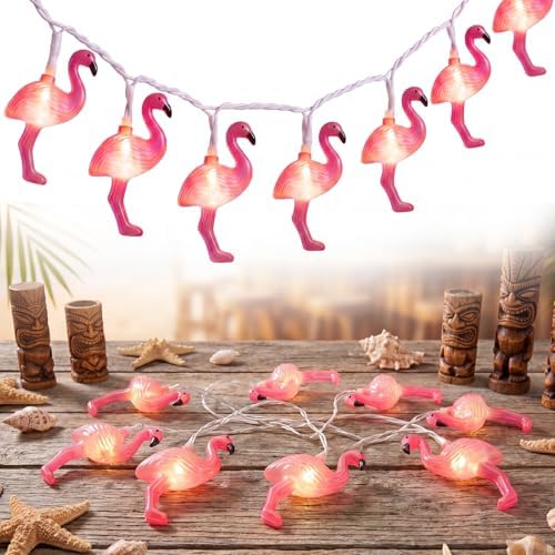 GOOTHY 8.5Ft Pink Flamingo String Lights, Summer Patio Outdoor String Lights with 10 Mini Flamingo Lights, Plug in Decorative Fairy Lights UL Listed for Bedroom Party Birthday Wedding Holiday Decor by Goothy