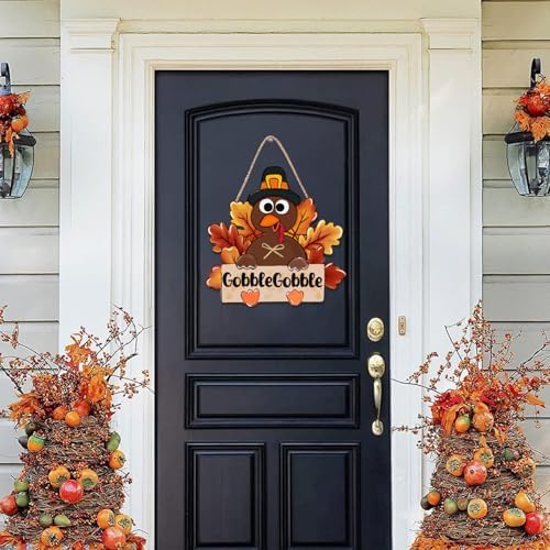 Thanksgiving Turkey Wooden Sign Thanksgiving Door Decorations Thanks Wreath for Front Door Sign Thankful Blessed Grateful Sign Hanging for Fall Autumn Harvest Decor - Image 3