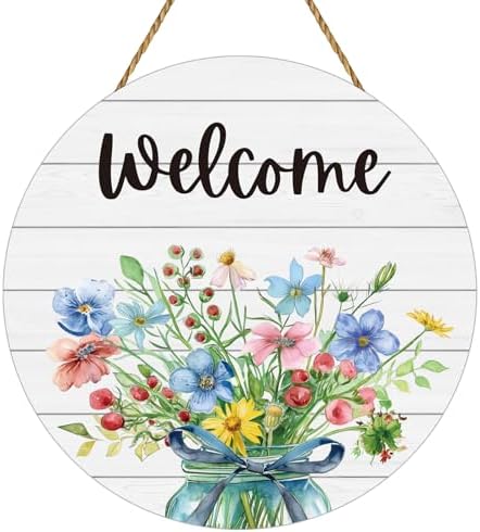 Spring Decorations for Home Spring Door Decor Mason Jar Flowers Wall Decor by YUNKKIN