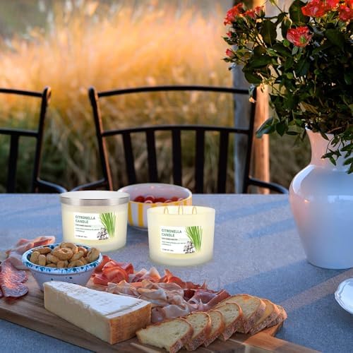 Citronella Candle Set of 2, 14oz Frosted Jar Triple-Wick, Clean & Smokeless for Outdoor Patio, Garden, Deck, Porch Ambiance with Natural Citronella Scent - Image 6