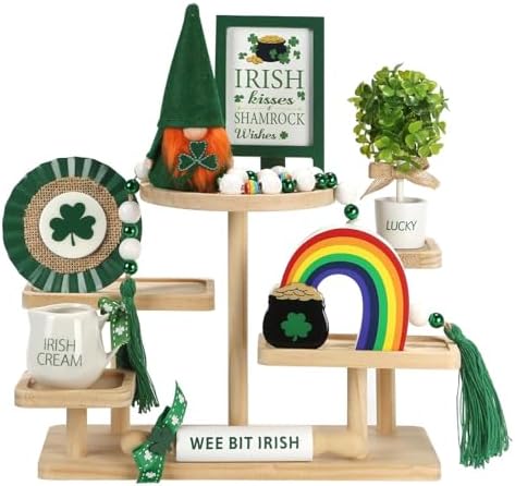 St Patrick's Day Decoration for Home Office 8 PCS Tiered Tray Decor Set by SYNCVIBE
