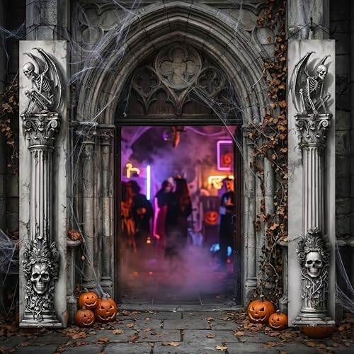 Outdoor Halloween Decorations Door Banner - Waterproof Spooky Porch Signs for Front Door Yard Haunted House Party Decor by jenmir