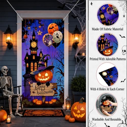 Halloween Door Cover, Fabric Front Door Porch Sign for Halloween Party - Image 3
