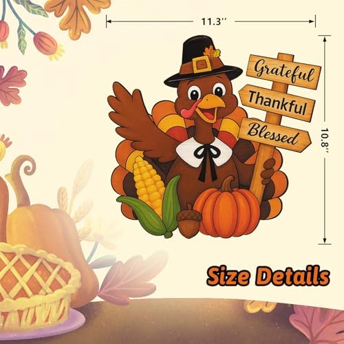 Turkey Thanksgiving Door Sign Fall Pumpkin Door Hanger Decoration - Image 5