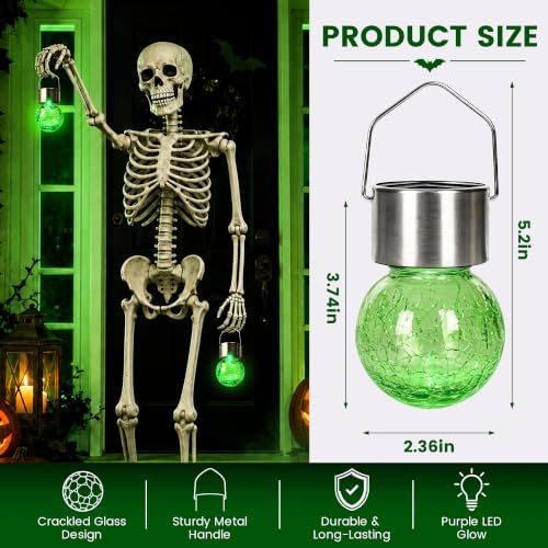 GIGALUMI Halloween Solar Lights Outdoor Solar Hanging Lanterns Outside 12PC - Image 7