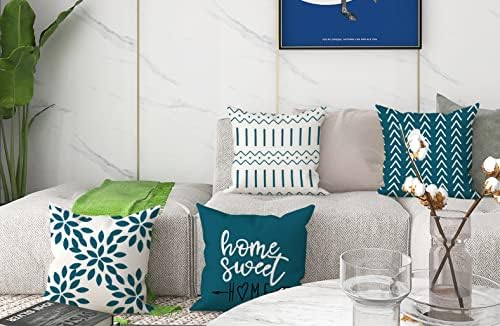 YCOLL Pillow Covers 20x20 Set of 4, Modern Sofa Throw Pillow Cover, Decorative Outdoor Linen Fabric Pillow Case for Couch Bed Car,Teal - Image 6