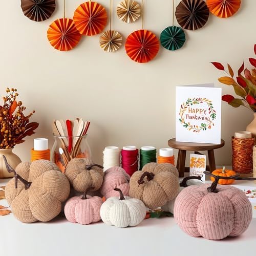 3 Sizes Fall Decor Pumpkins,Oversized Cotton Filled Fabric Pumpkin Decor,Farmhouse Decoration,Thanksgiving Decorations,Diameter 8"/6.3"/5.1" Pumpkins for Decorating (3pcs White) - Image 7