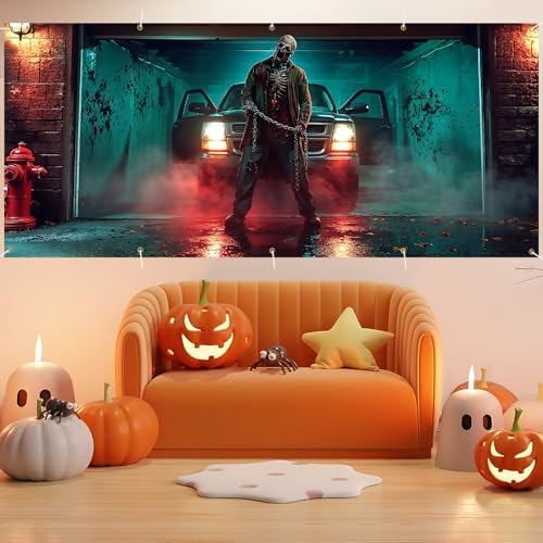 7 x 16 ft Garage Shadow Halloween Garage Door Decorations Halloween decorations Witch Door Cover, Hanging Banner, Cauldron Backdrop Mural for Home,Outdoor,Indoor,Party - Image 5