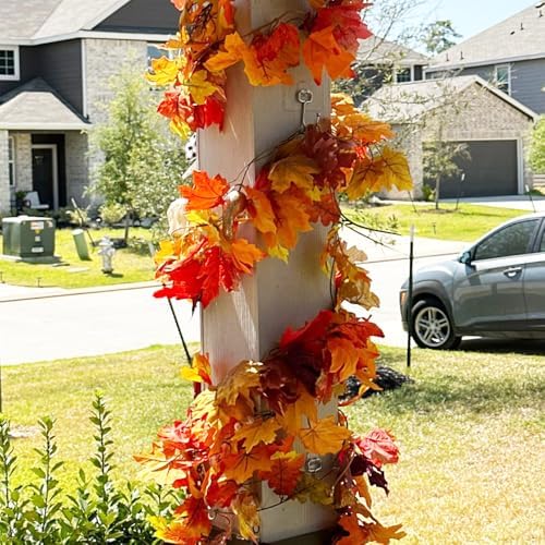 Fall Garland Fall Leaves Garland Outdoor Porch Autumn Decorations Maple Leaf Foliage Garlands for Home Thanksgiving Decor (3 Pcs) - Image 6