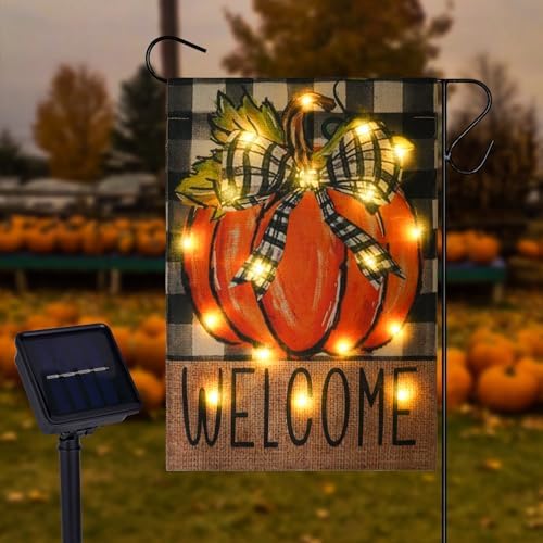 Solar Thanksgiving Decorations Garden Flag, Lighted Autumn Fall Decor Flag by Unknown