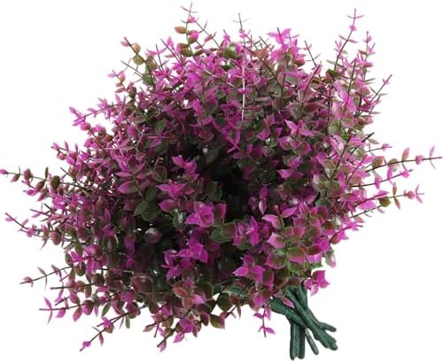 RECUTMS 12 Pcs Artificial UV Resistant Flowers Outdoor Faux Plastic Plants by RECUTMS
