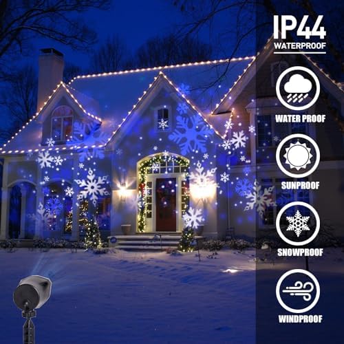 Vanthylit Christmas Projector Lights Outdoor, White Blue Snowflakes Projection Outside, Waterproof LED Landscape Christmas Light for Window Yard House Party Xmas Indoor Decor - Image 2