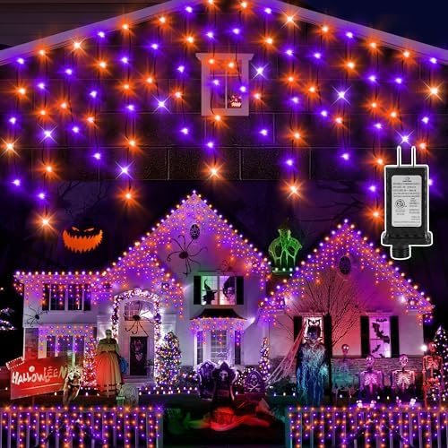 KNONEW 33FT 400 LED Orange Purple Halloween Lights Outdoor for Decorations by KNONEW