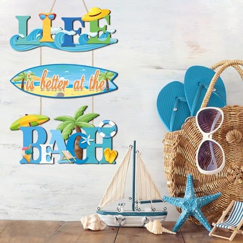 IARTTOP Wooden Beach Hanging Sign Life is Better at The Beach Surfboard Coastal Wall Plaque 10.6"x15" Rustic Summer Outdoor Porch Nautical Decor for Beach House Patio - Image 5